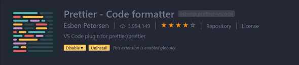 VSCode prettier extension
