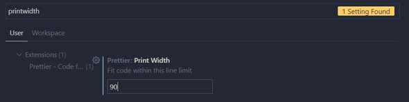 VSCode prettier line width